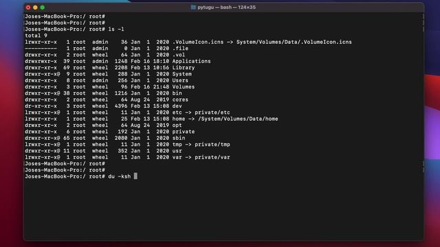 Mac OS Terminal - du смотреть онлайн