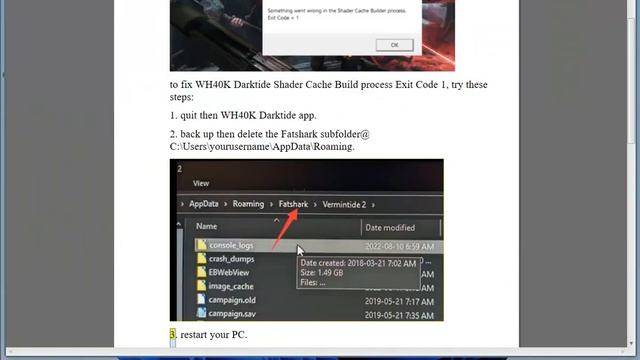 Fix Warhammer 40,000: Darktide Shader Cache Build process Exit Code 1 смотреть онлайн
