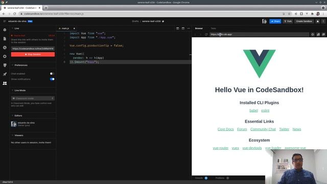 [Framework VueJS] - Vue-Cli - 37 - CodeSandBox - Uso integrado com o VueJS смотреть онлайн