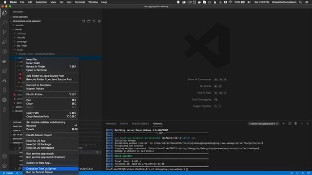 Debugging a Java Web App using Tomcat & VS Code смотреть онлайн