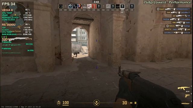 Counter Strike 2 - RYZEN 5 3500U - 8GB RAM - VEGA 8 - Benchmark смотреть онлайн