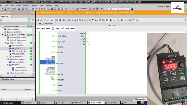 PID Control using S7-300 in TIA Portal V15 with Real PLC and VFD | Automation | SCADA | HMI | VFD смотреть онлайн