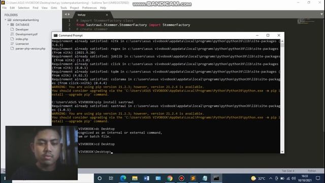 Tutorial Install Pyhton . Library NLTK Sastrawi dengan mencoba Stemming dan Tokenize смотреть онлайн