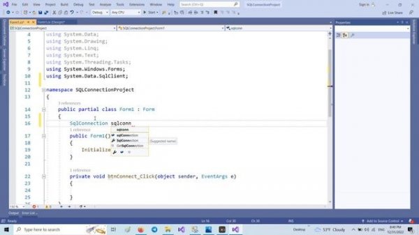 Connecting to SQL Server with a username and password in c#-  Tutorial on C# language