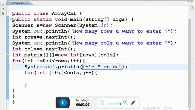 Two dimension array using Scanner смотреть онлайн