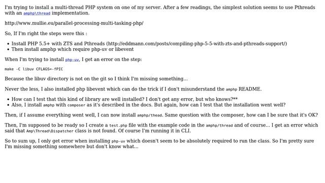 DevOps & SysAdmins: Install amphp / thread on a Debian Wheezy 64 bits смотреть онлайн