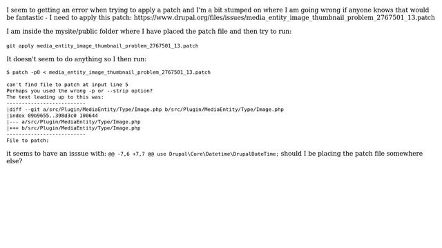 Drupal: Error when applying patch смотреть онлайн