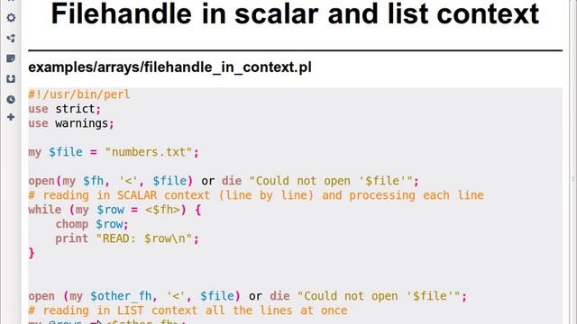 Beginner Perl Maven tutorial: 5.4 - Filehandle in SCALAR and LIST context смотреть онлайн