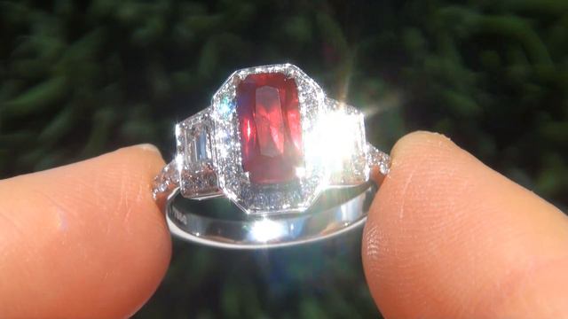 GIA Certified UNHEATED Natural VS2 Red Ruby Diamond PLATINUM Estate Ring - C817 смотреть онлайн