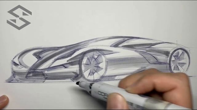 Car Design Marker sketch - Front Quarter View смотреть онлайн