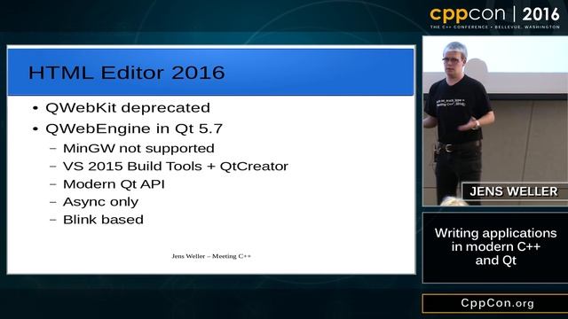 CppCon 2016: Jens Weller “Writing applications in modern C++ and Qt" смотреть онлайн