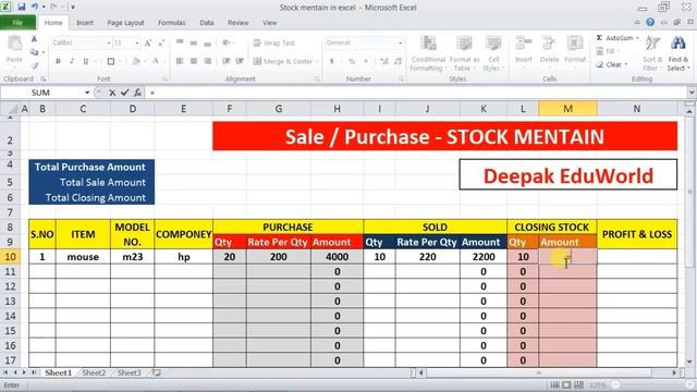 How To Maintain STOCK [Inventory] in Excel Hindi | Stock Register With PROFIT and LOSS смотреть онлайн