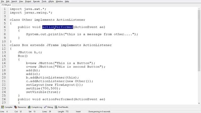 Event Handling for ActionEvent while handling Button Events in Java (in Telugu) смотреть онлайн