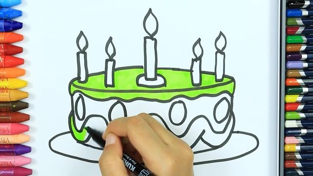 Как нарисовать Торт на день рождения | Раскраски детей HD | Рисование и окраска |Рисование для дете смотреть онлайн