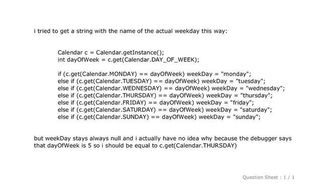 Android : Android Calendar get current day of week as string смотреть онлайн