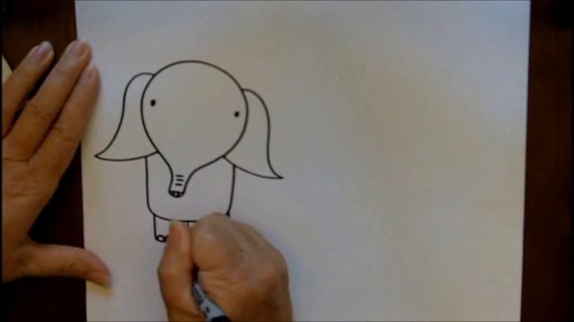 How to Draw an Elephant Step by Step Easy Beginner Cartoon Tutorial смотреть онлайн