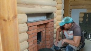 Монтаж банной печи в срубе.