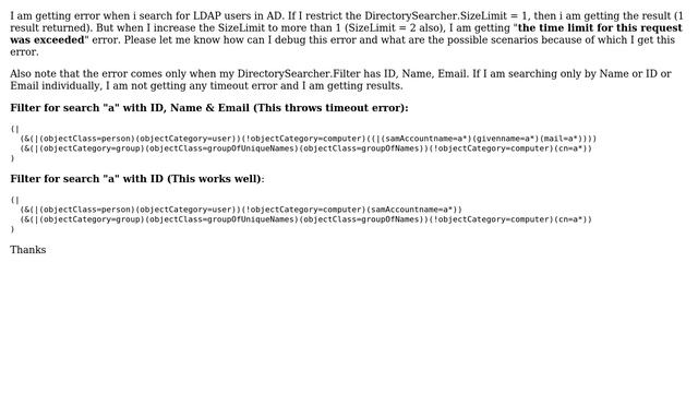 When searching Active Directory account, System.Runtime.InteropServices.COMException: The time... смотреть онлайн