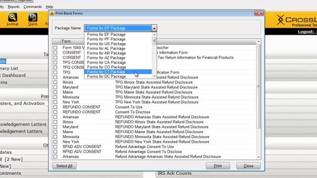 Printing Blank Tax Forms - CrossLink Professional Tax Software смотреть онлайн