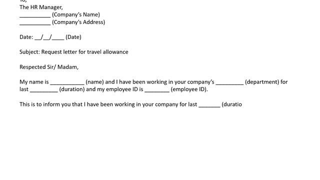 How To Write Request Letter For Travelling Allowance | Letters In English