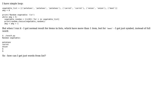 random.choice() from tuple with lists return undesirable item смотреть онлайн