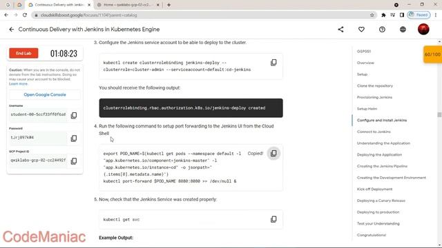 Continuous Delivery with Jenkins in Kubernetes Engine | GSP051 | Qwiklab | CodeManaic смотреть онлайн