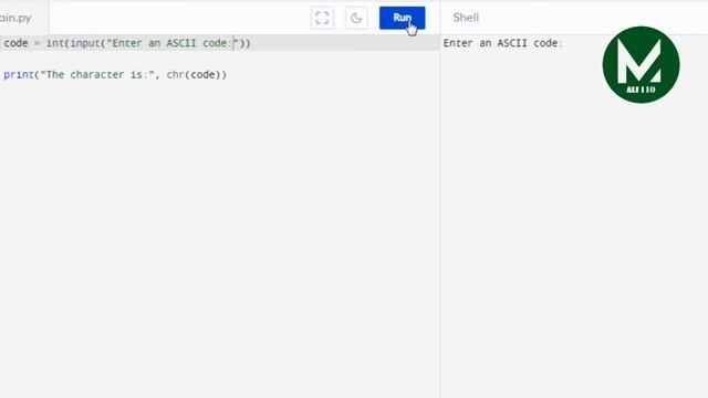 (Find the character of an ASCII code) | Write a program that receives an ASCII смотреть онлайн
