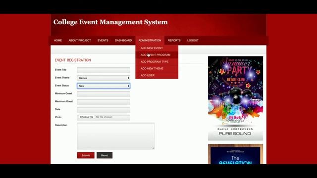 College Event Management System Php Project смотреть онлайн