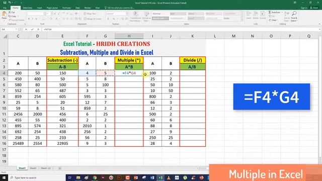 Subtraction Multiple and Divide in Excel || (A-B*C/D) || Excel Tutorial смотреть онлайн