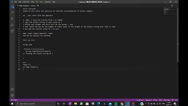 Concatenation of Consecutive Binary Numbers | || Full java solution with explanation || Leetcode смотреть онлайн
