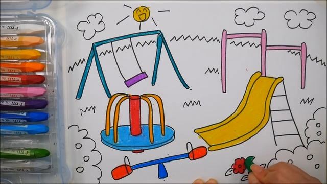 How to draw Children's playground with crayons | 어린이 놀이터 그리는법 смотреть онлайн
