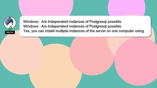 Windows : Are Independent instances of Postgresql possible смотреть онлайн