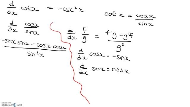 Derivative of cot(x) - Proof смотреть онлайн