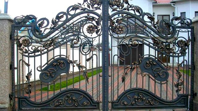 Красивые въездные распашные ворота в частном доме металл кованые смотреть онлайн