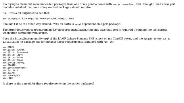 Why does mysql server packages have perl dependencies in linux distros? смотреть онлайн