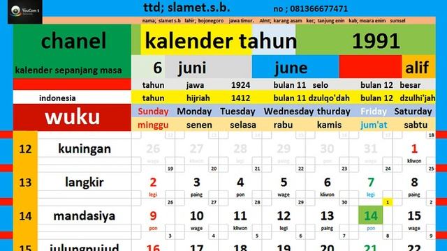 calendar 1991 complete pawukon - weton - java / hijri calendar market смотреть онлайн