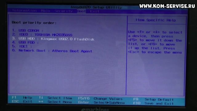 Как зайти и настроить BIOS нетбука eMachines m350 для установки WINDOWS 7, 8, 10 с флешки или диска смотреть онлайн