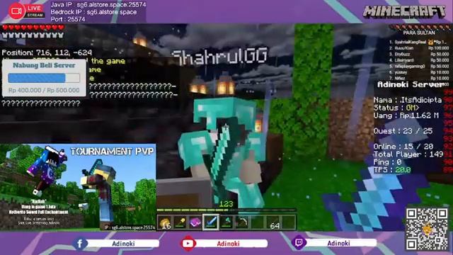 ? Live Server Adinoki Season 2 - Minecraft Indonesia Java Bedrock mcpe 1.19 смотреть онлайн