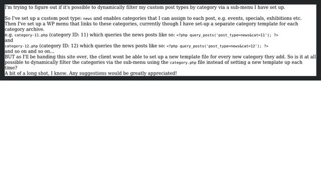 Wordpress: dynamically filter by category via sub-menu смотреть онлайн