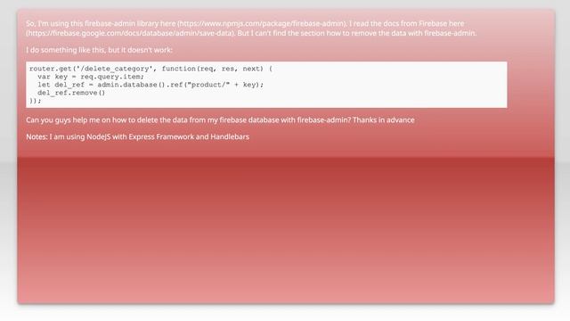 How to remove data with firebase-admin? смотреть онлайн