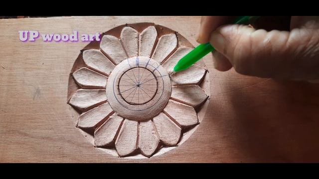 |wood Carving Sun Flower Tutorial||wood Working|hand Carving|wood Design|UP Wood Art|