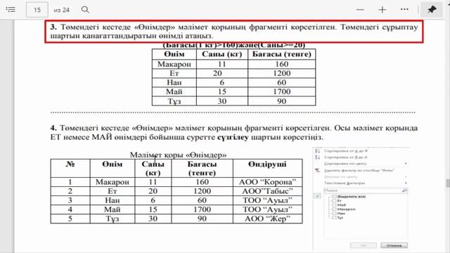 9 сынып ИНФОРМАТИКА 2 тоқсан БЖБ-1 «Деректер базасы» бөлімі бойынша жиынтық бағалау #СОР#ТЖБ#БЖБ#СО