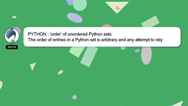 PYTHON : 'order' of unordered Python sets смотреть онлайн