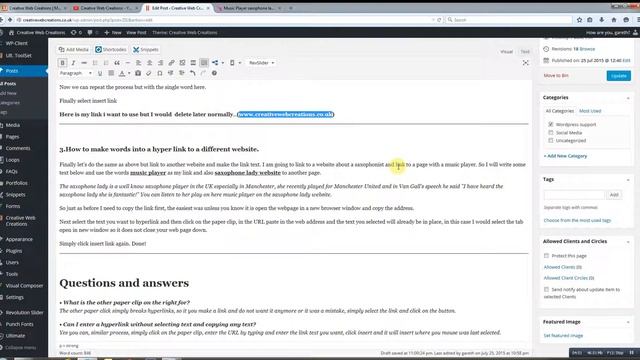 How to create Hyperlinks in Wordpress Create a website link 2015 смотреть онлайн