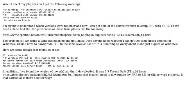 How to find which version of libssh2 is required for my php version (on Windows)? смотреть онлайн