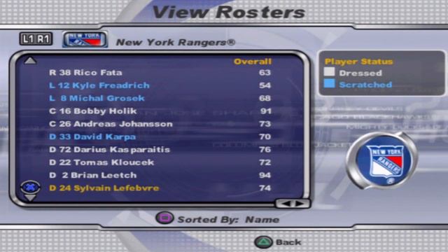 NHL 2003 New York Rangers Overall Player Ratings смотреть онлайн