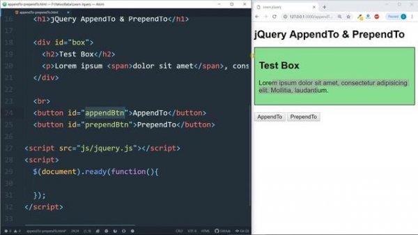 jQuery AppendTo & PrependTo Method Tutorial in Hindi / Urdu