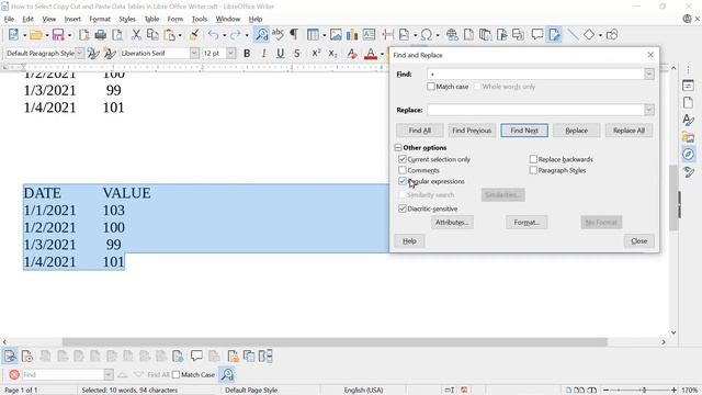 How to Select Copy Cut and Paste Data Tables in LibreOffice Writer смотреть онлайн