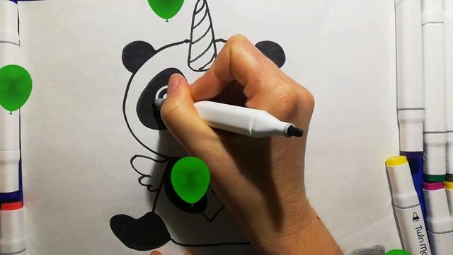Как нарисовать Панду Единорога маркерами. How To Draw a PandaCoin with markers. смотреть онлайн