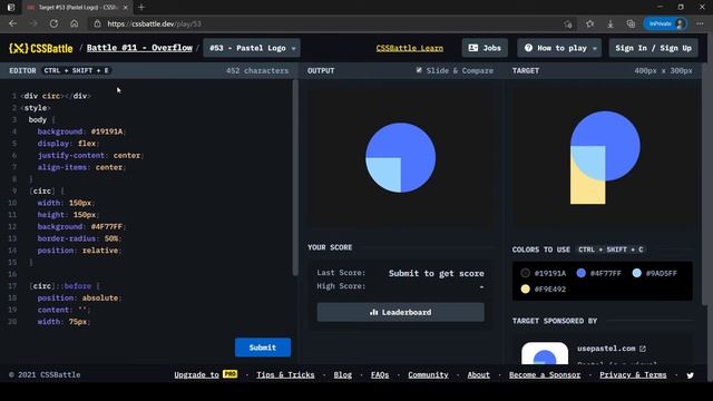 CSS Battle Target #53 | Pastel Logo | All cssbattle.dev solutions смотреть онлайн